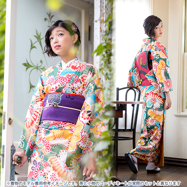 パステルの点描が描く古典花模様が美しい、洗えるお着物です 夏着物 綿絽 そしてゆめ 花 植物 水色 白 パステル 古典柄 女性
