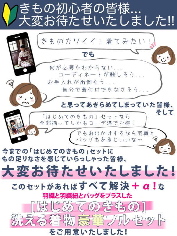きもの初心者向けの【豪華な】着物セットです