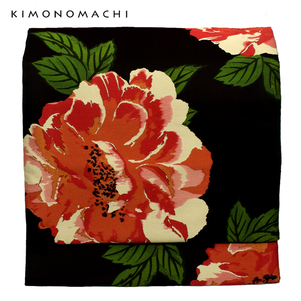 1黒地 牡丹：KIMONOMACHI オリジナル 京袋帯単品