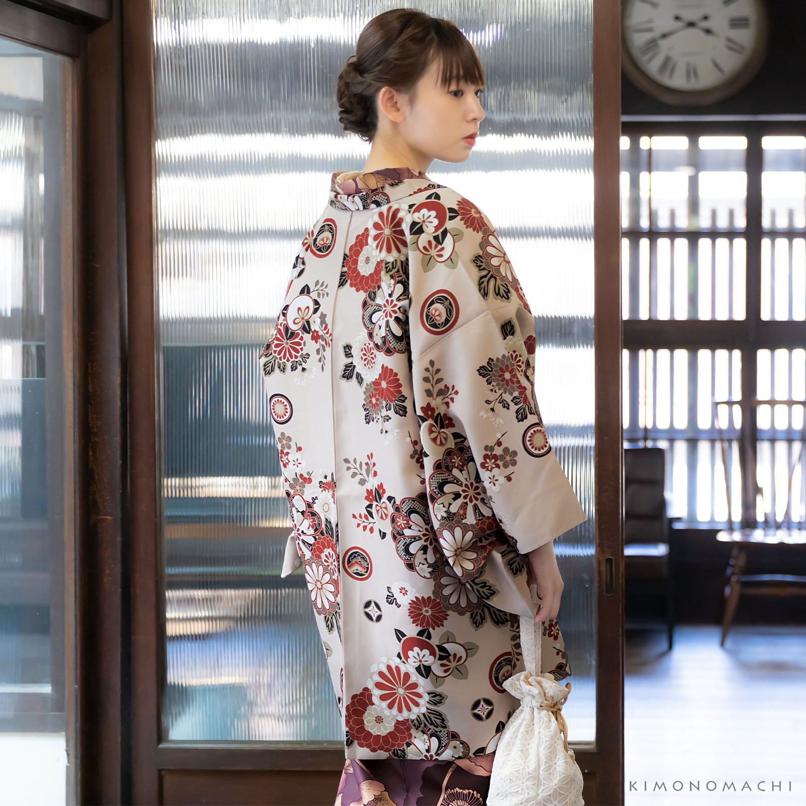 B花紋散らし 灰梅