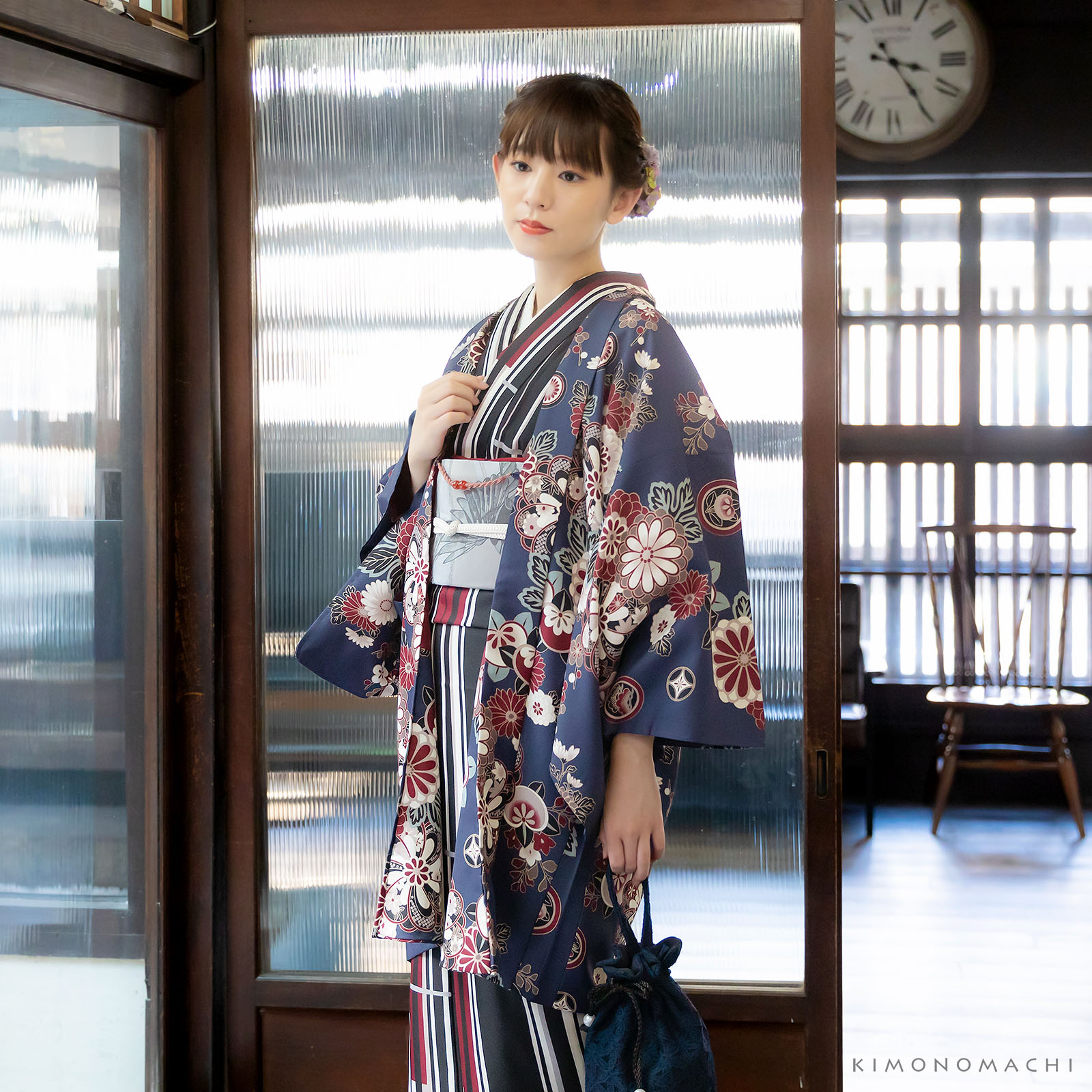 F花紋散らし 紺青