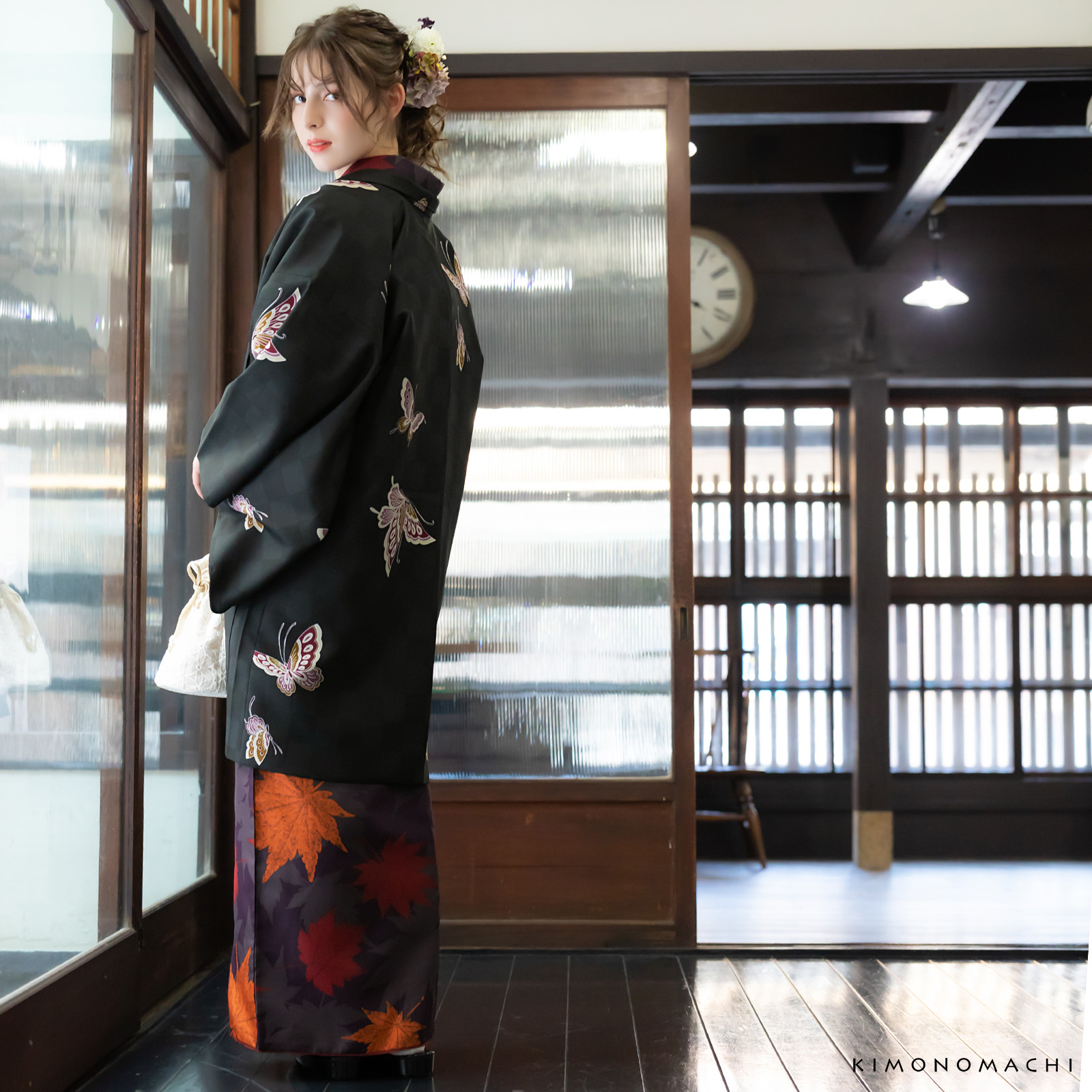 J飛び蝶 黒市松