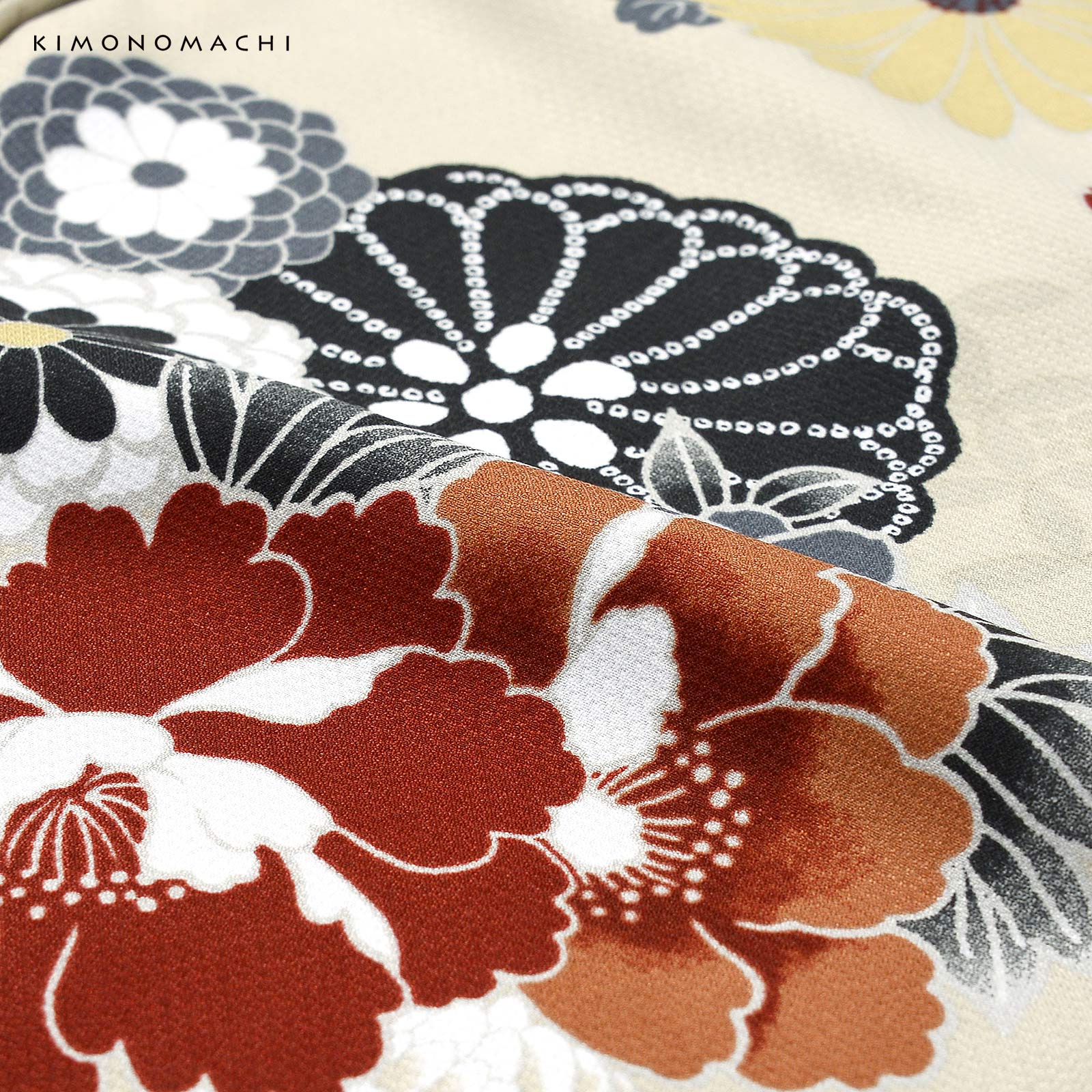 01.鶴に花紋、ねじ桜 ベージュ