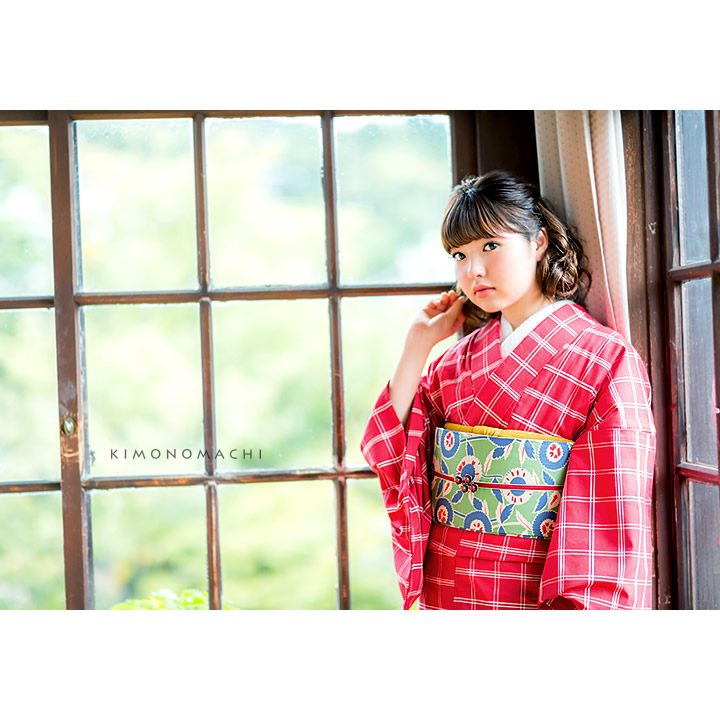 07赤色×白色格子