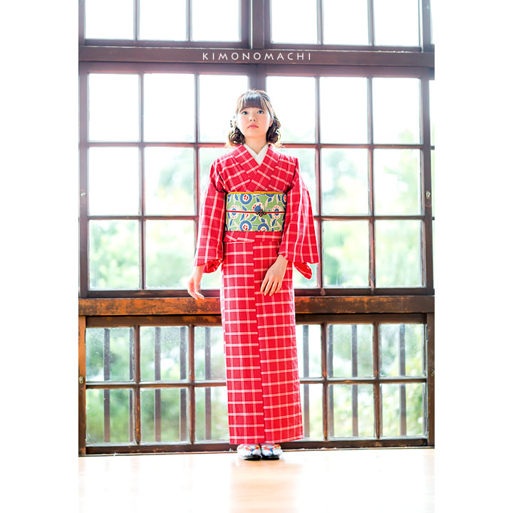 07赤色×白色格子