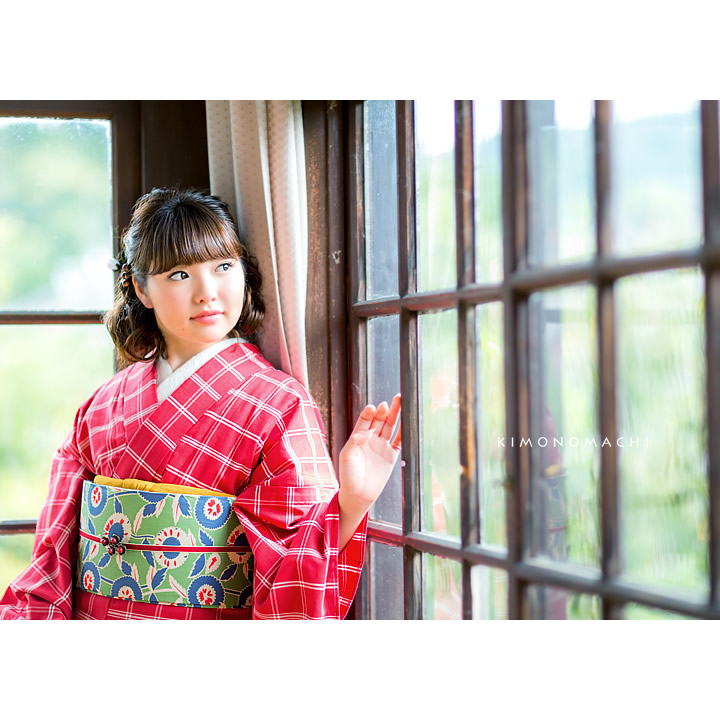 07赤色×白色格子