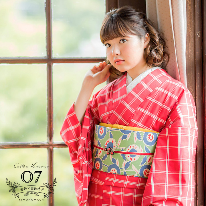 07赤色×白色格子