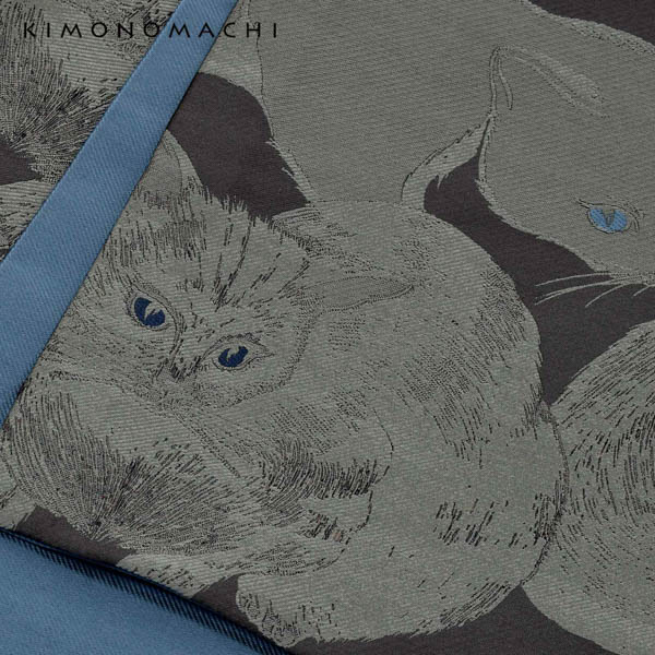 京袋帯：薄暮の灰猫