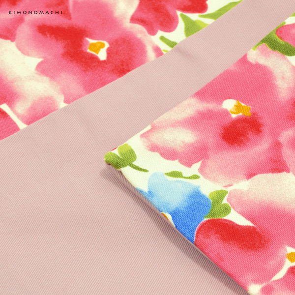 木綿半巾帯：ピンクフラワー