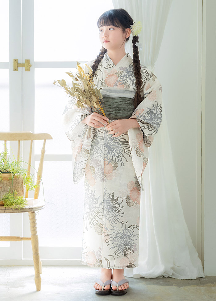 糸菊に菊花紋 コーラル