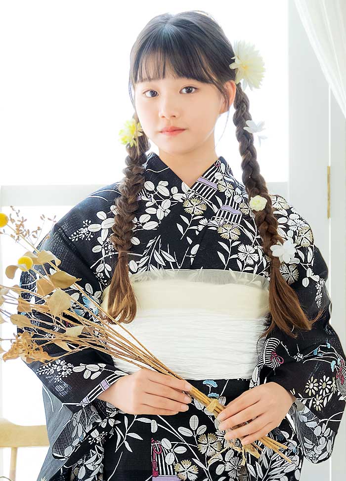 秋草に虫かご ブラック