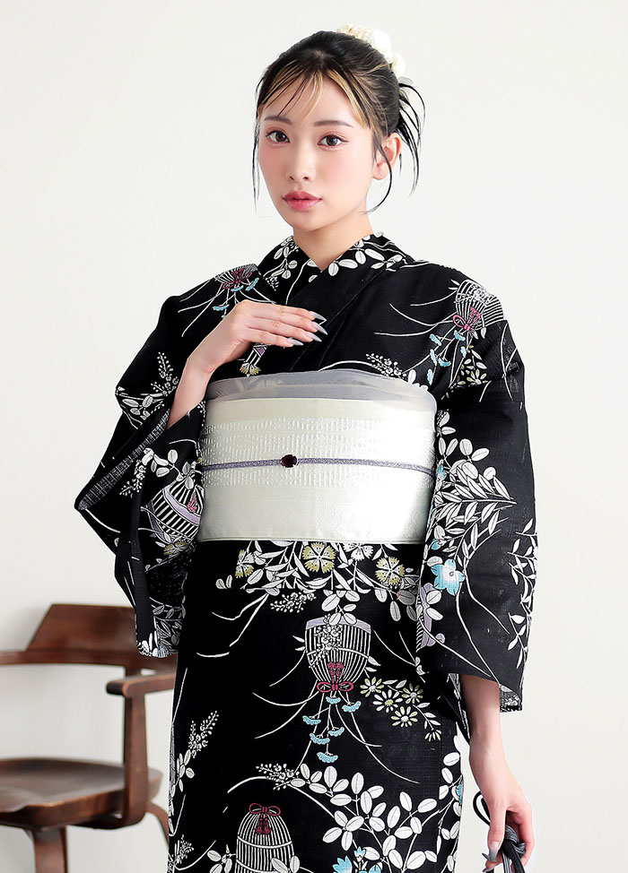 秋草に虫かご ブラック