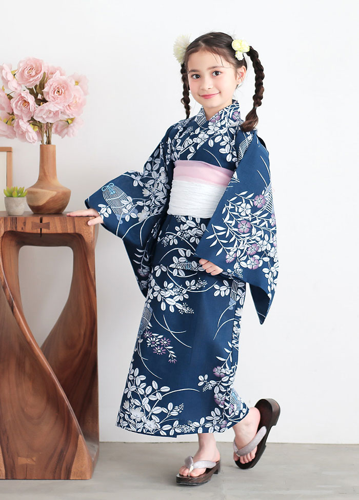 秋草に虫かご ネイビー