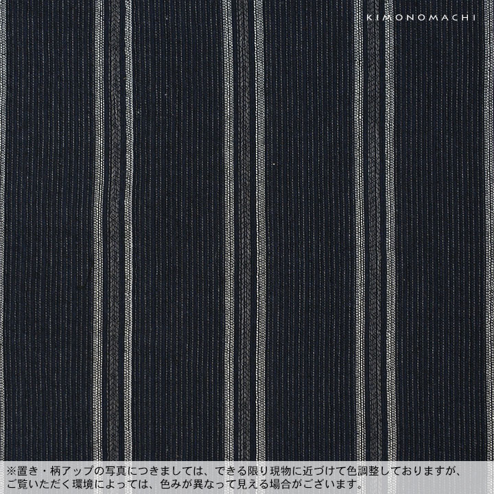 リサイクル糸使用甚平：黒地灰白　金通縞