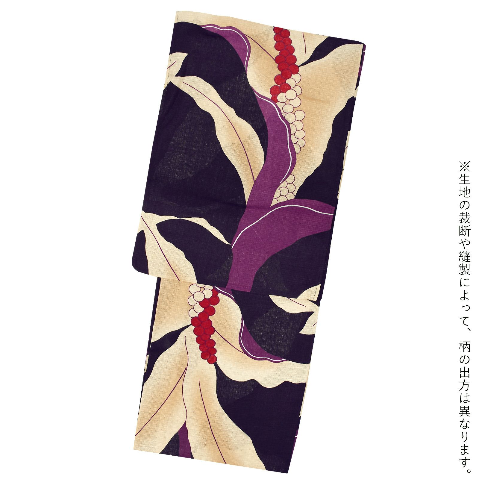 綿女性浴衣：万年青 紫