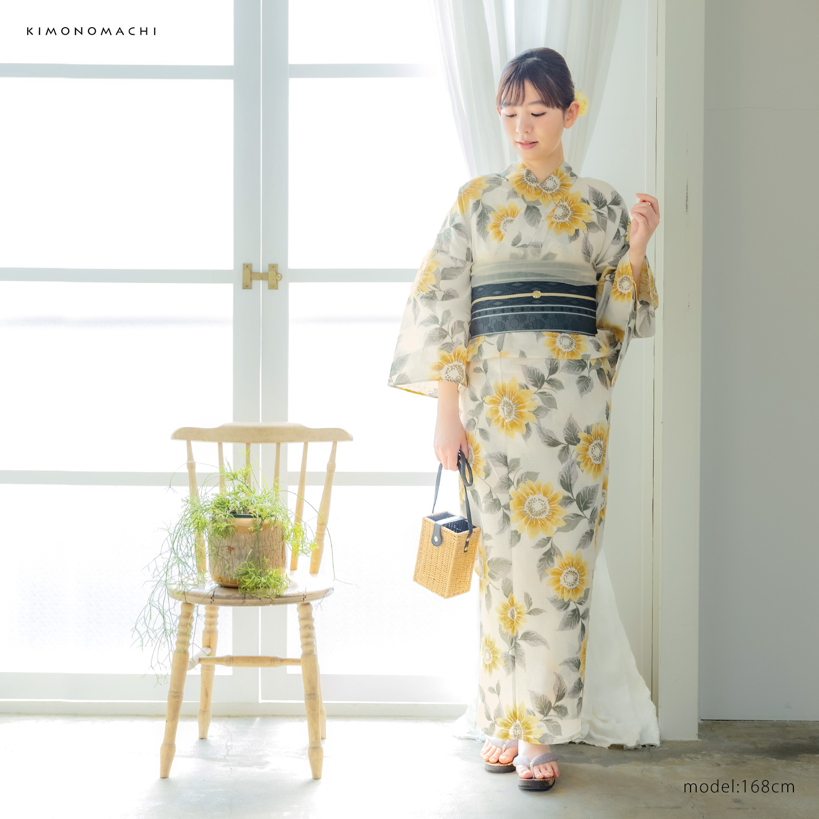 綿女性浴衣：向日葵　サンシャイン
