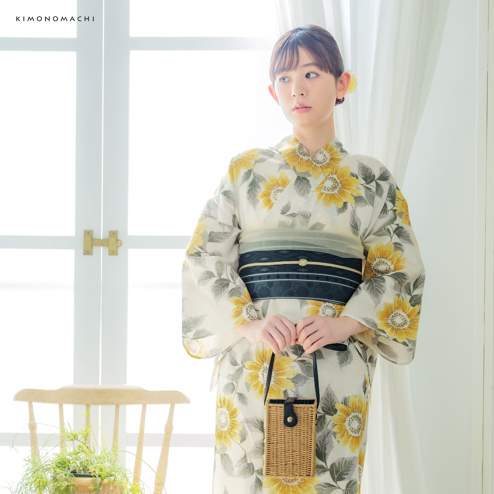 綿女性浴衣：向日葵　サンシャイン