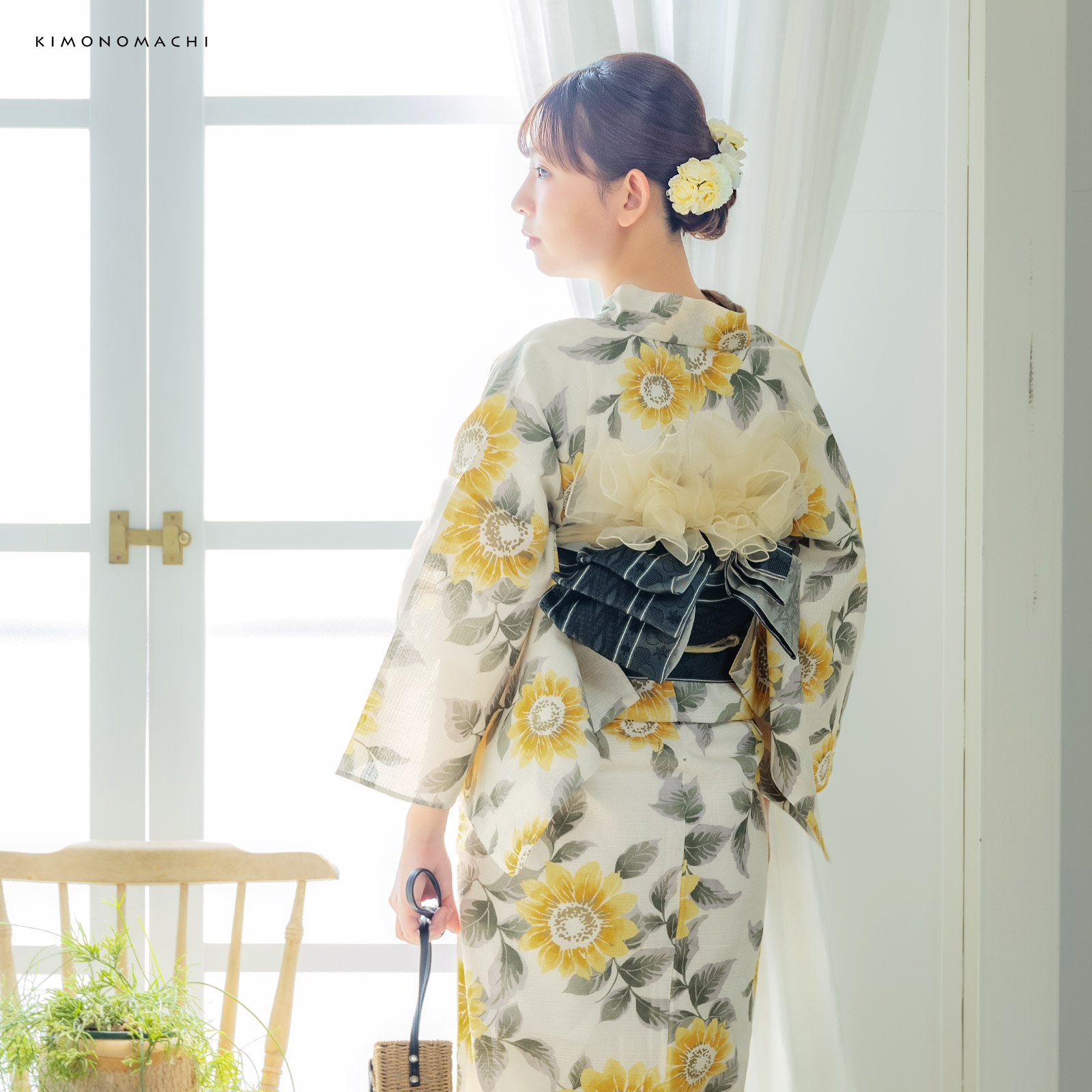 綿女性浴衣：向日葵　サンシャイン