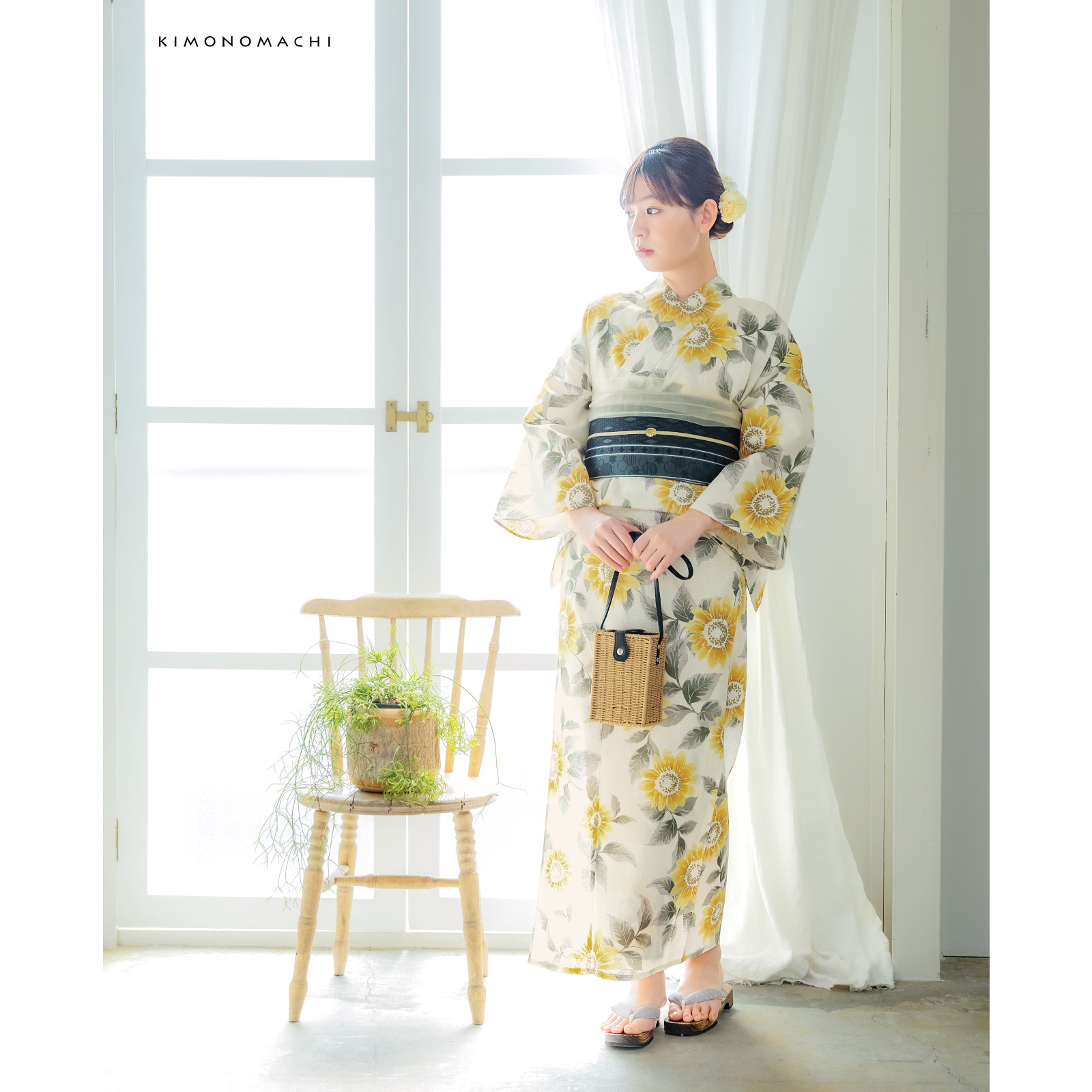 綿女性浴衣：向日葵　サンシャイン