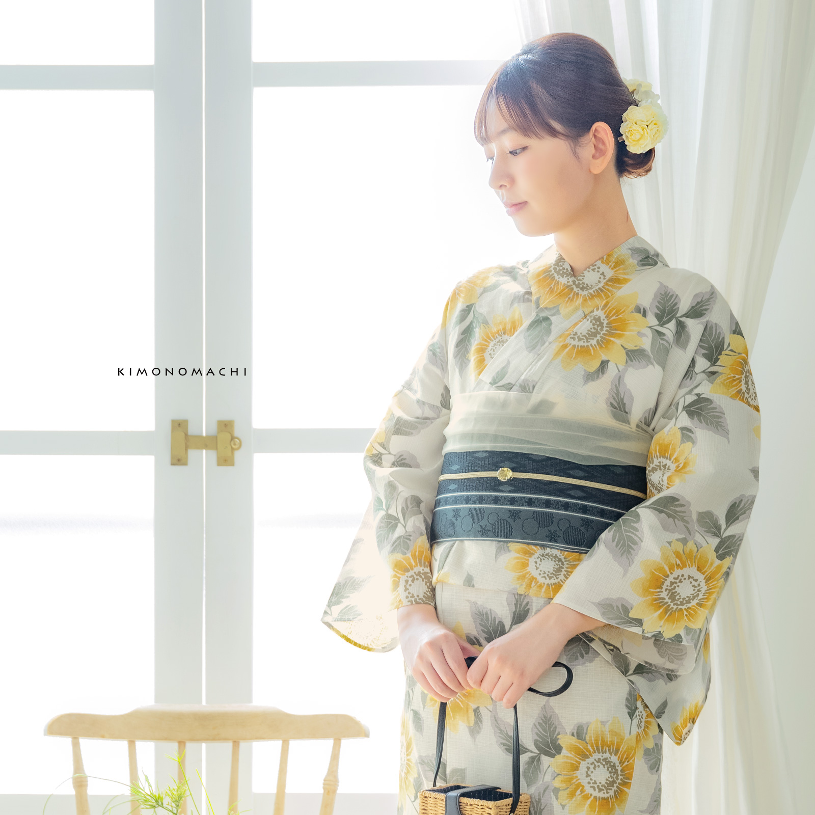 綿女性浴衣：向日葵　サンシャイン