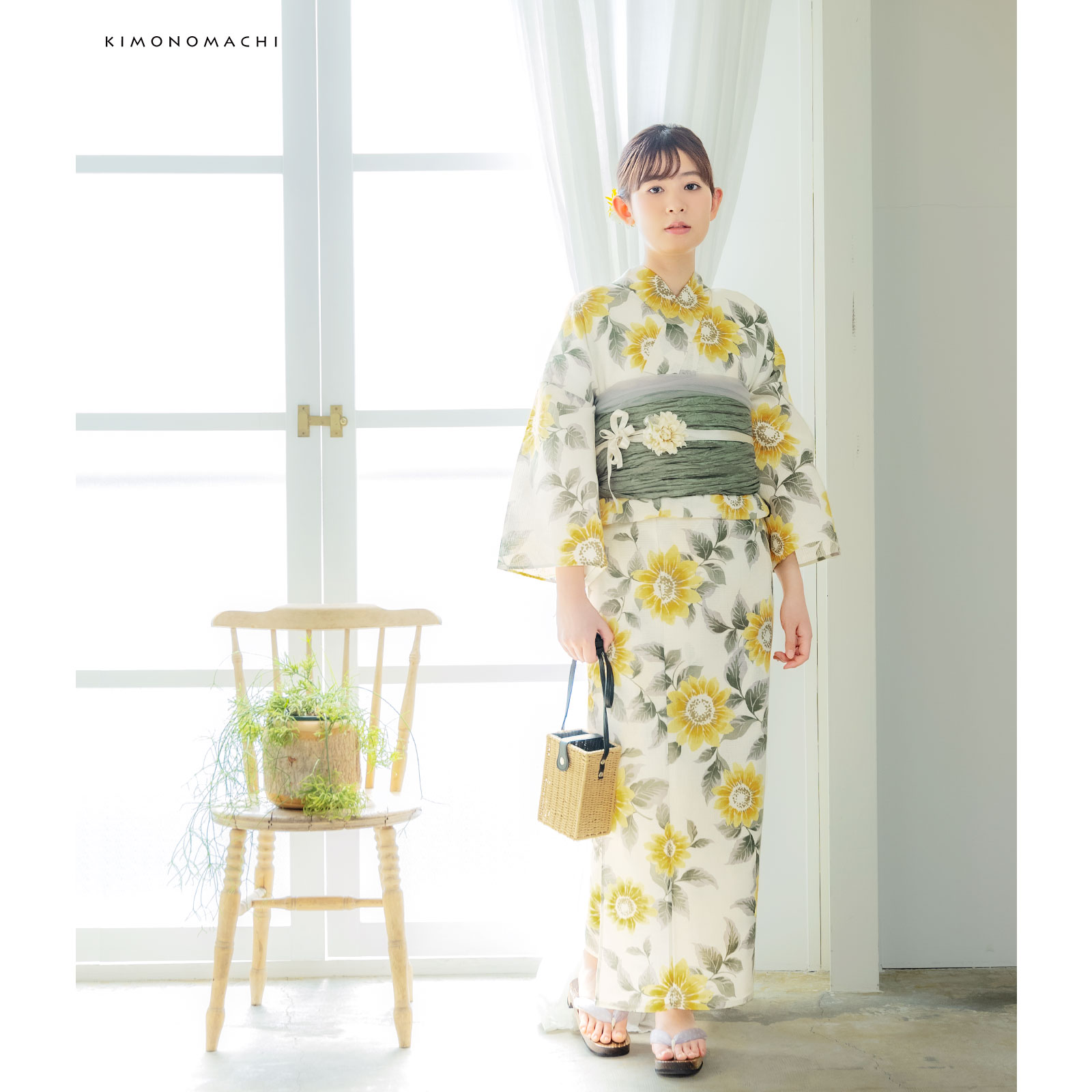 綿女性浴衣：向日葵　サンシャイン