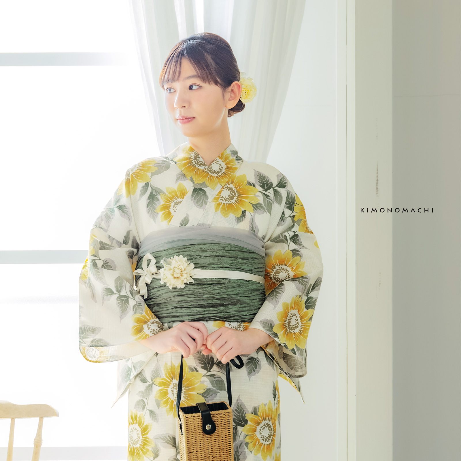 綿女性浴衣：向日葵　サンシャイン