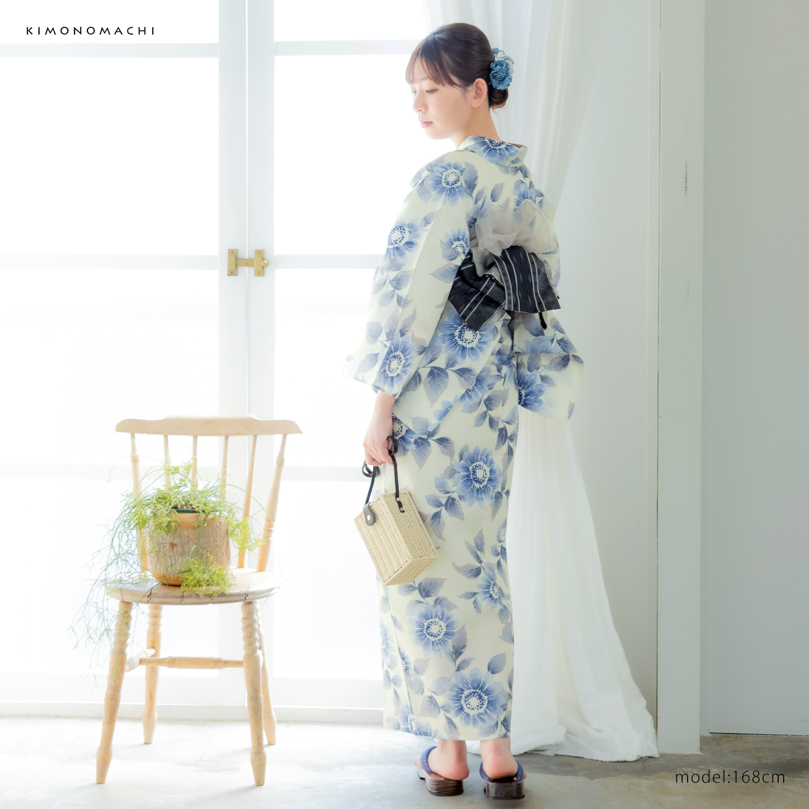 綿女性浴衣：向日葵　ゼニスブルー