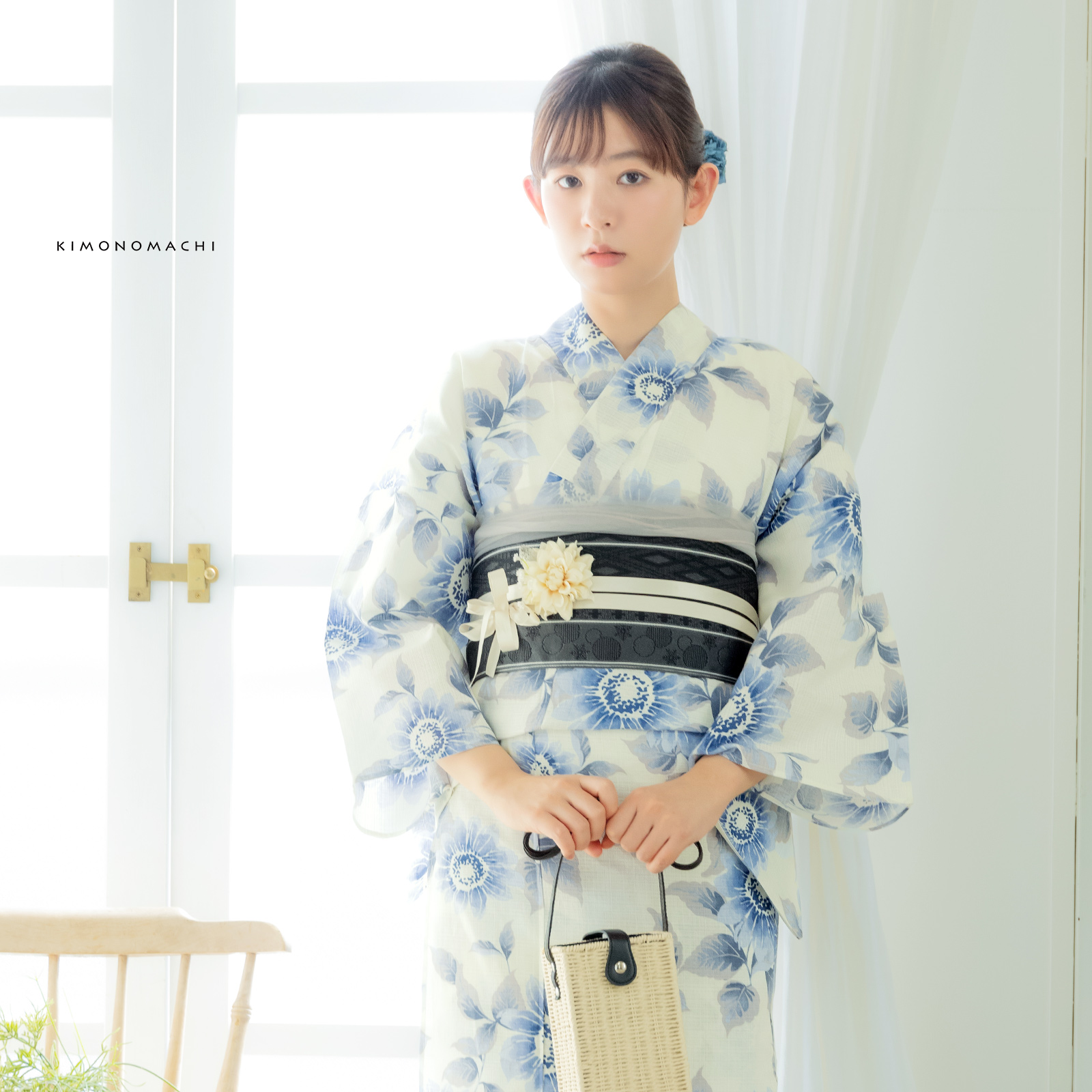 綿女性浴衣：向日葵　ゼニスブルー