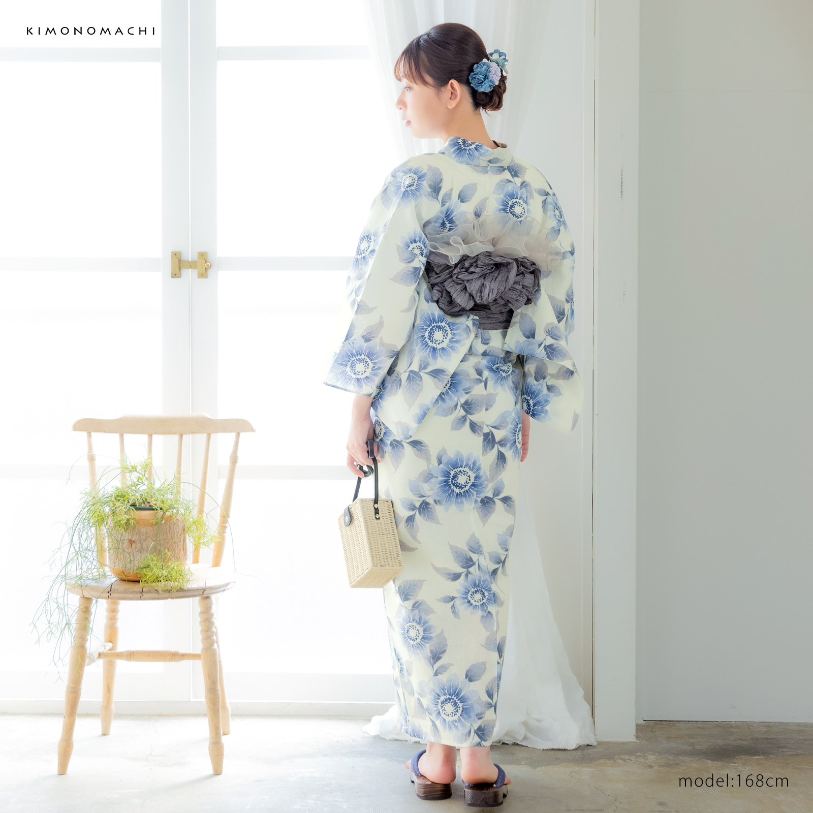 綿女性浴衣：向日葵　ゼニスブルー