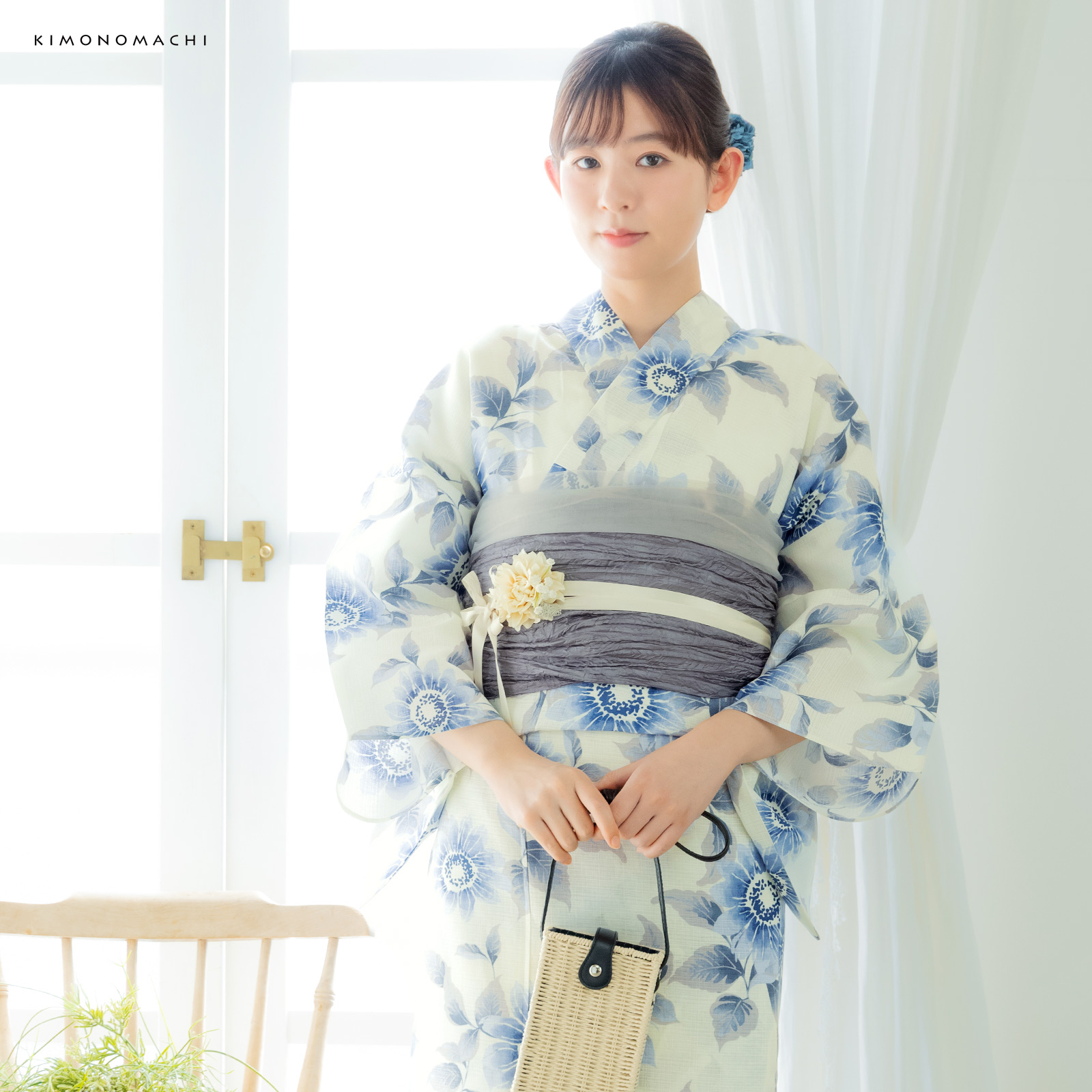 綿女性浴衣：向日葵　ゼニスブルー