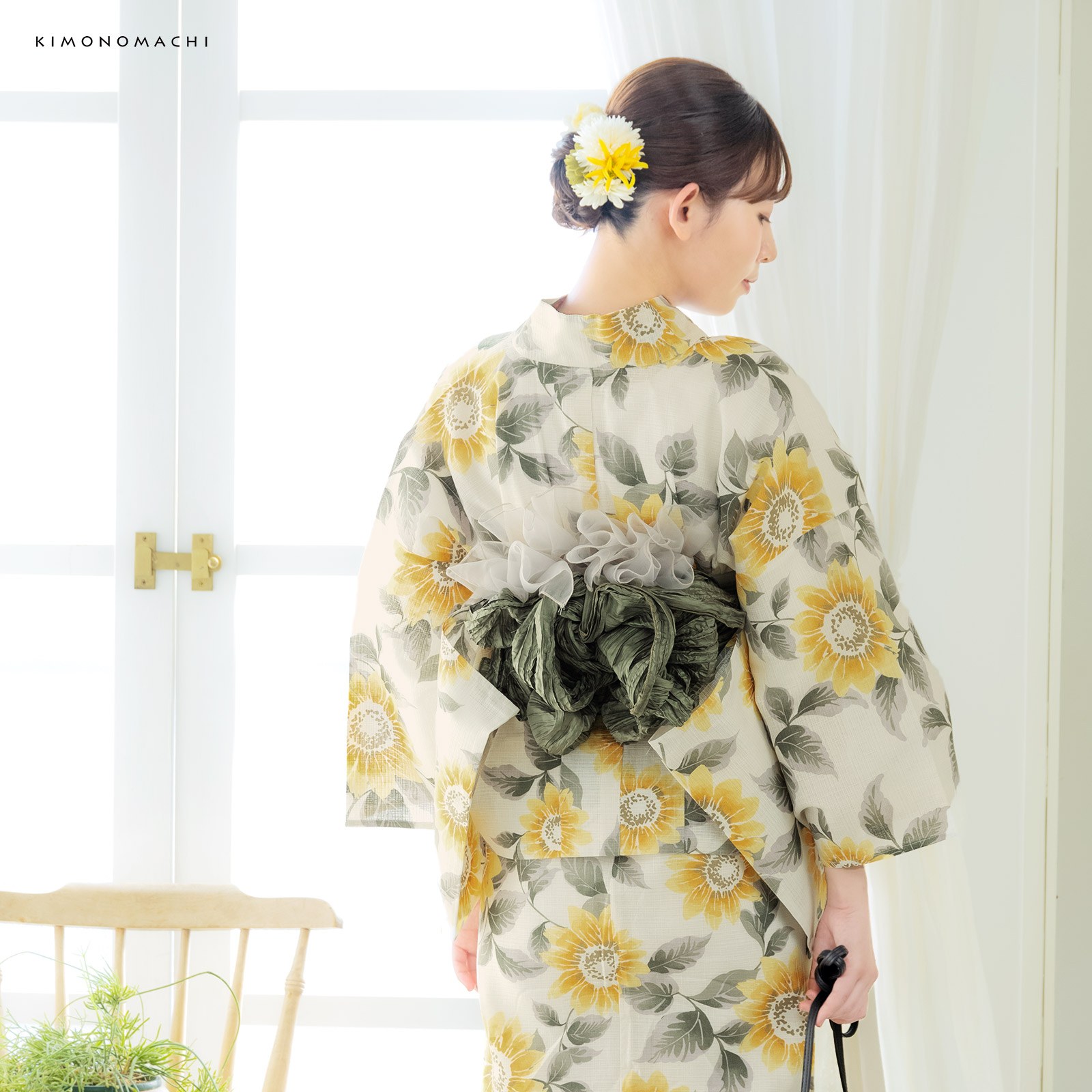 綿女性浴衣二部式：向日葵　サンシャイン
