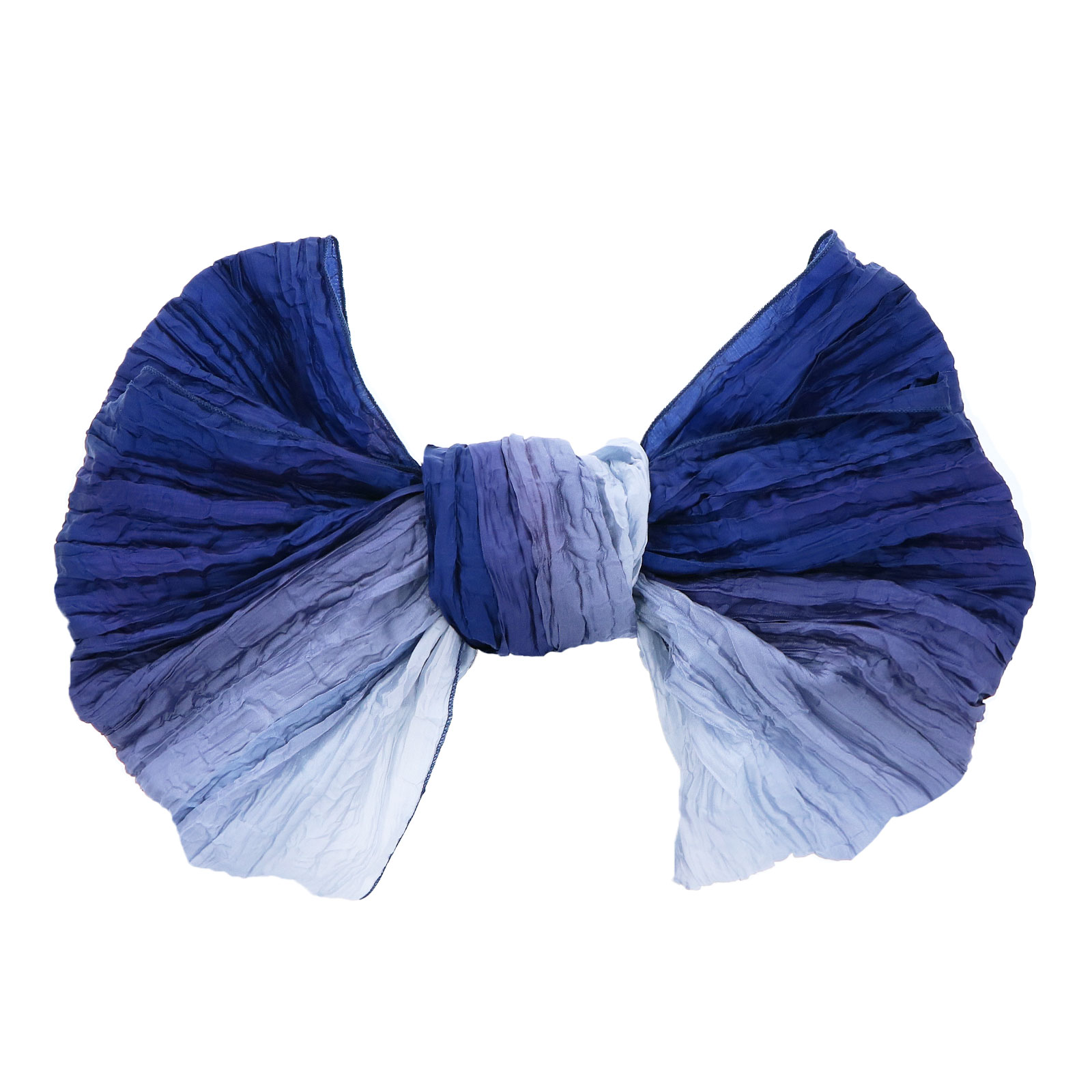 グラデーションしわ兵児帯：スモークホワイト×ロイヤルブルー