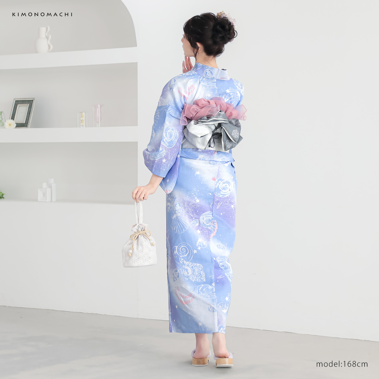 綿レディース浴衣：01貝殻　デイドリーム