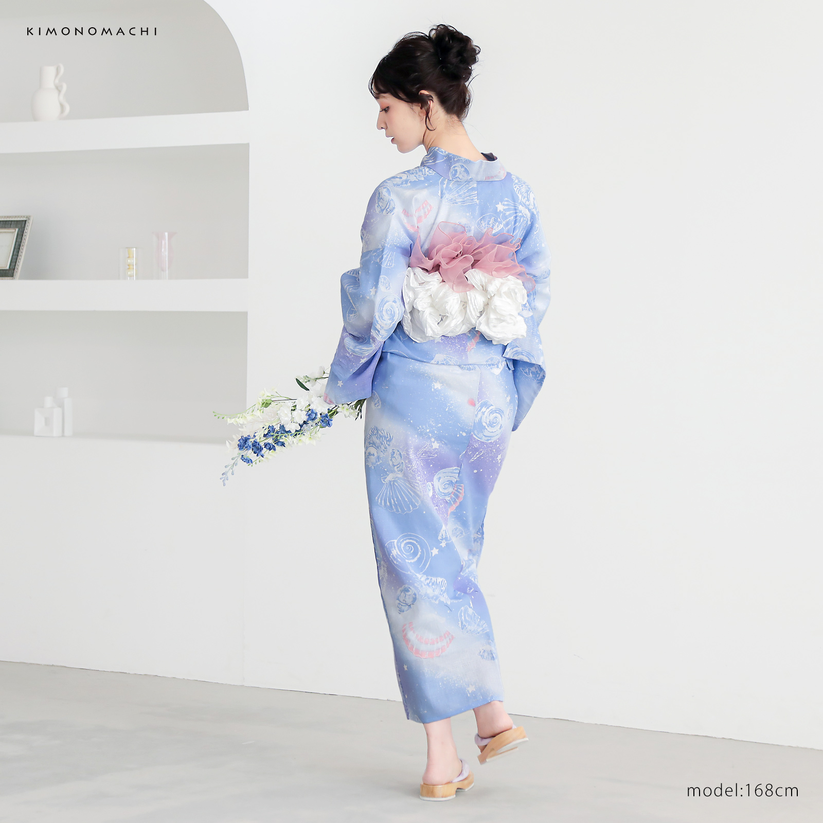 綿レディース浴衣：01貝殻　デイドリーム