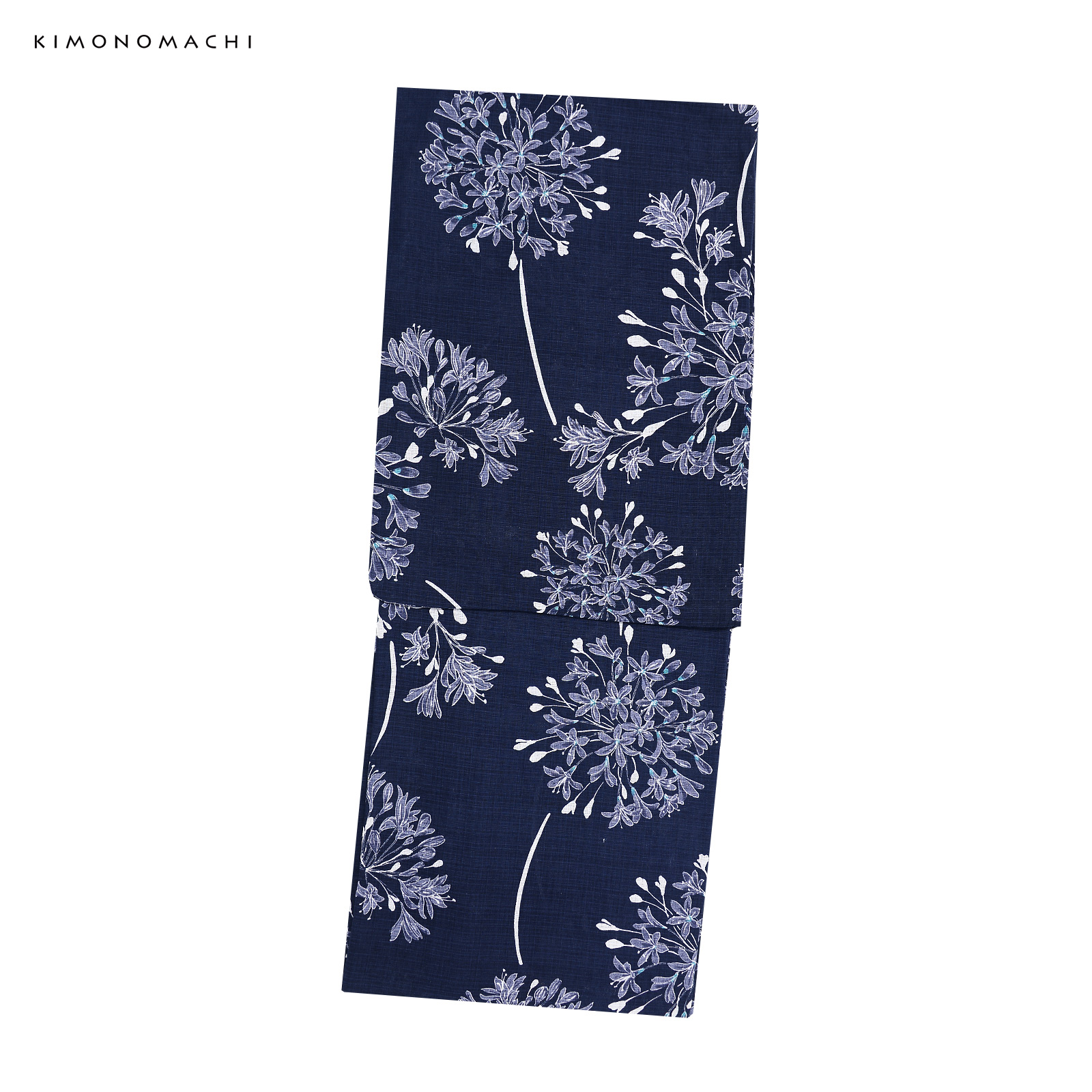 綿レディース浴衣：02アガパンサス　ディープネイビー