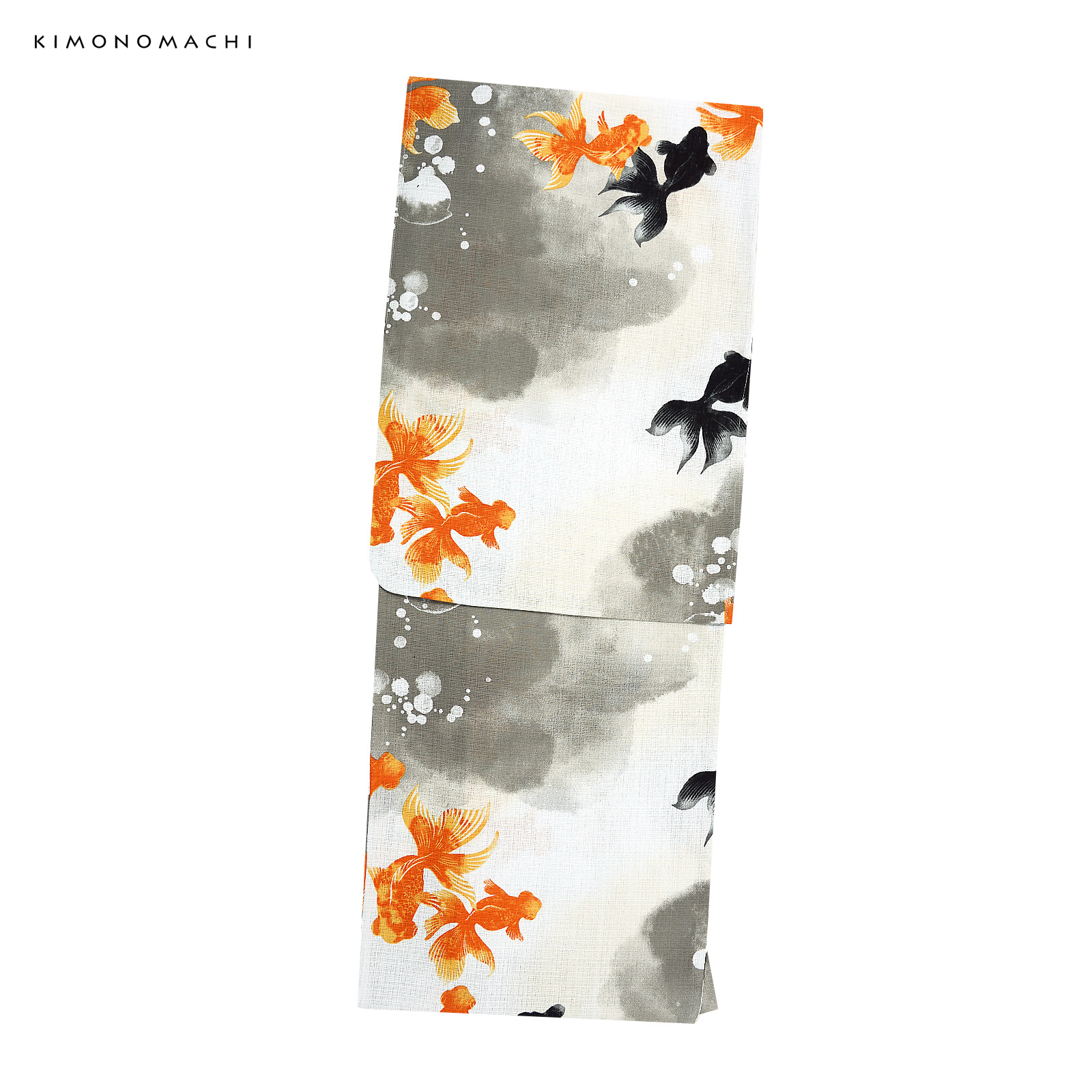 綿レディース浴衣：03ゆらぎ金魚　レッド×ブラック