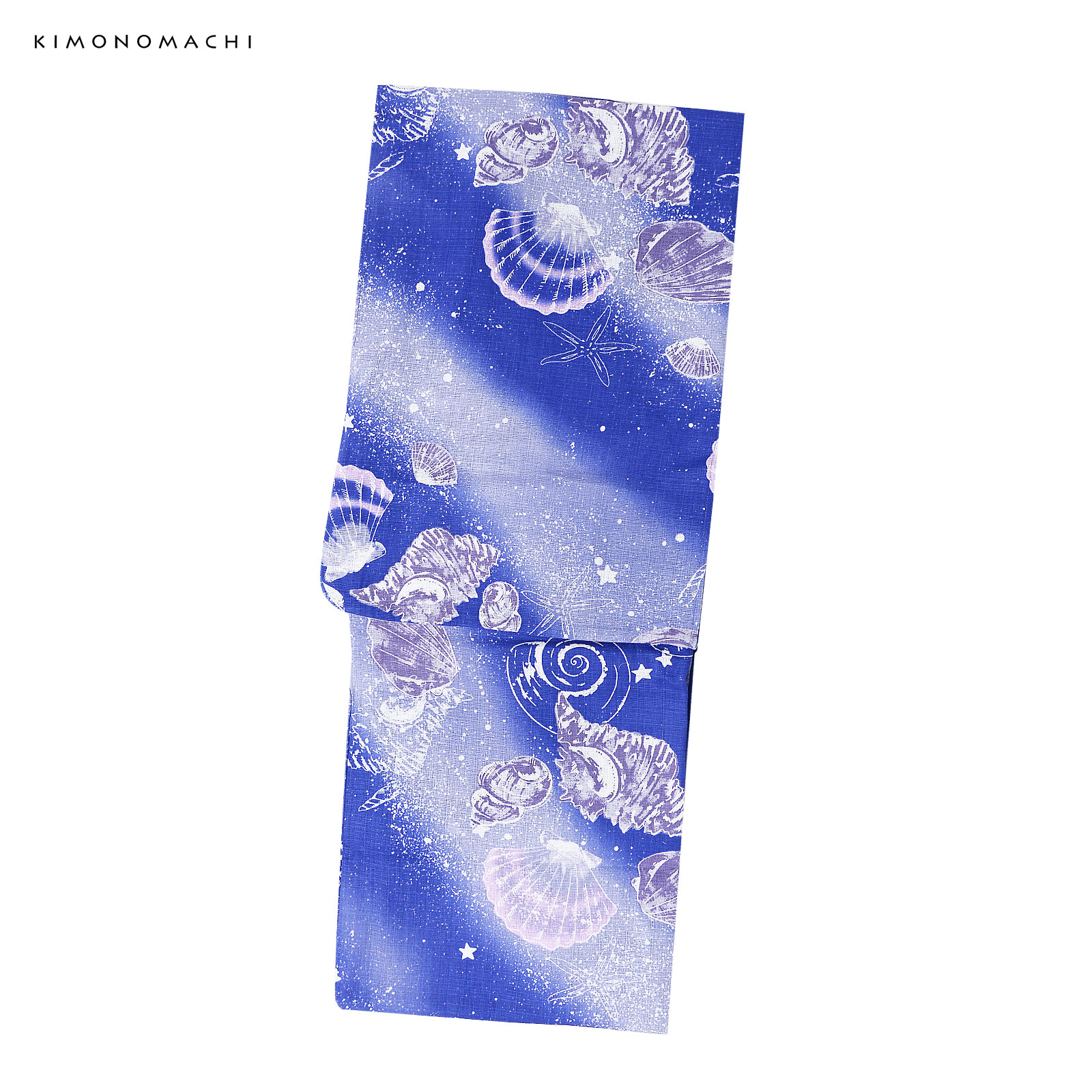 綿レディース浴衣：05貝殻　マリンブルー