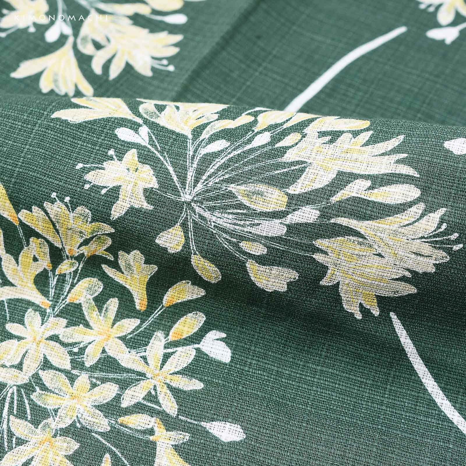 綿レディース浴衣：06アガパンサス　アンティークグリーン