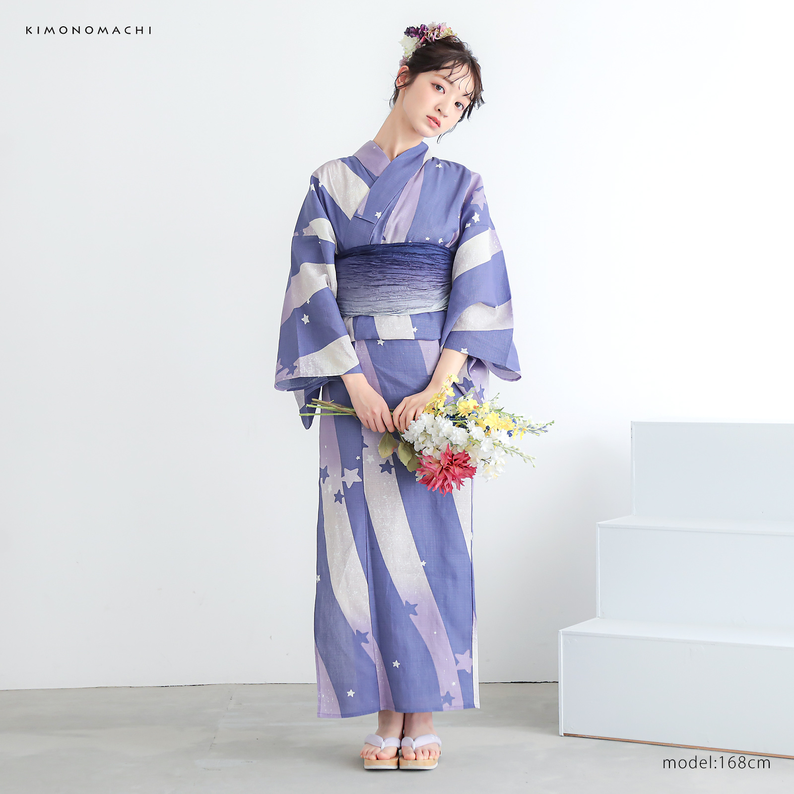 綿レディース浴衣：08天の川　ラベンダーミスト