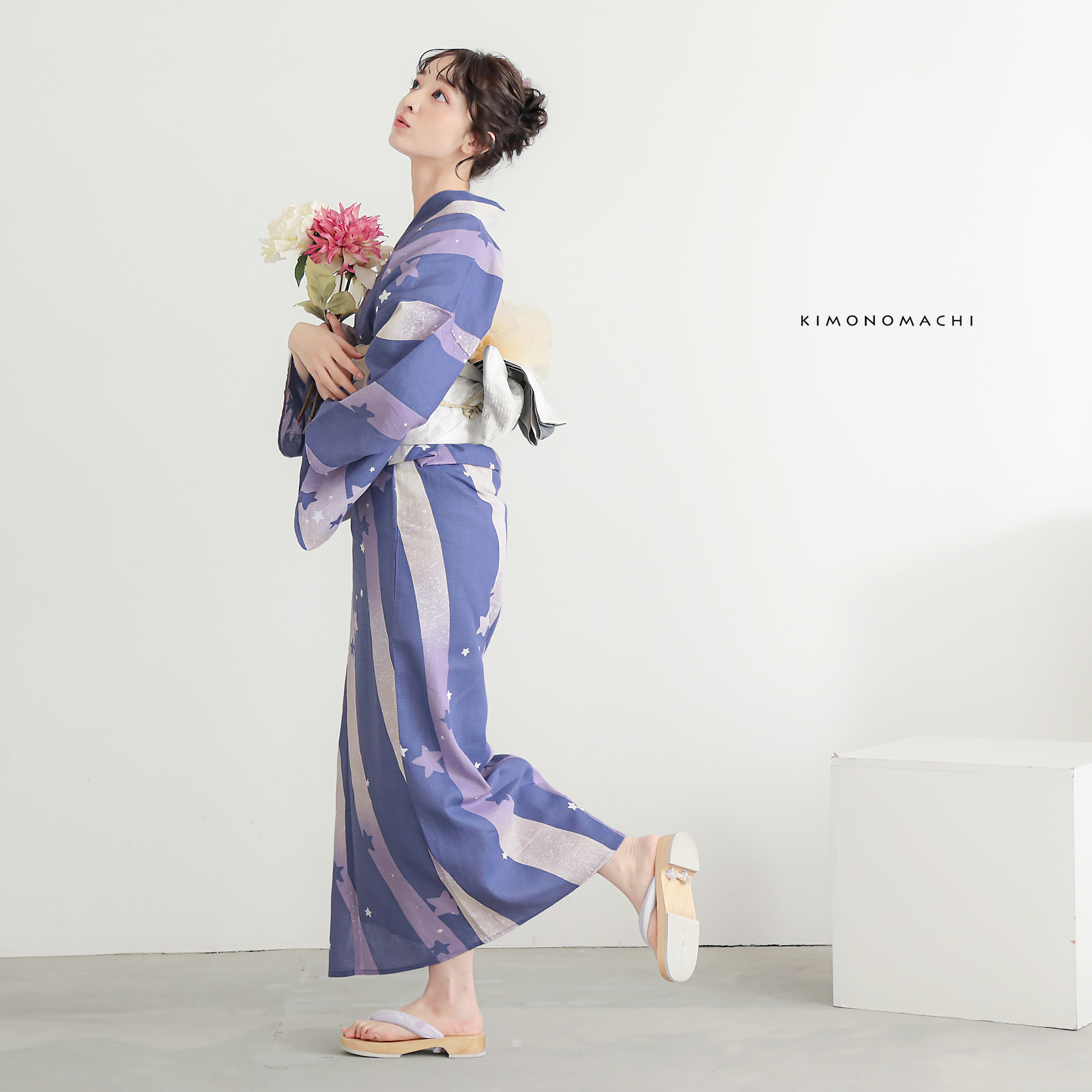 綿レディース浴衣：08天の川　ラベンダーミスト