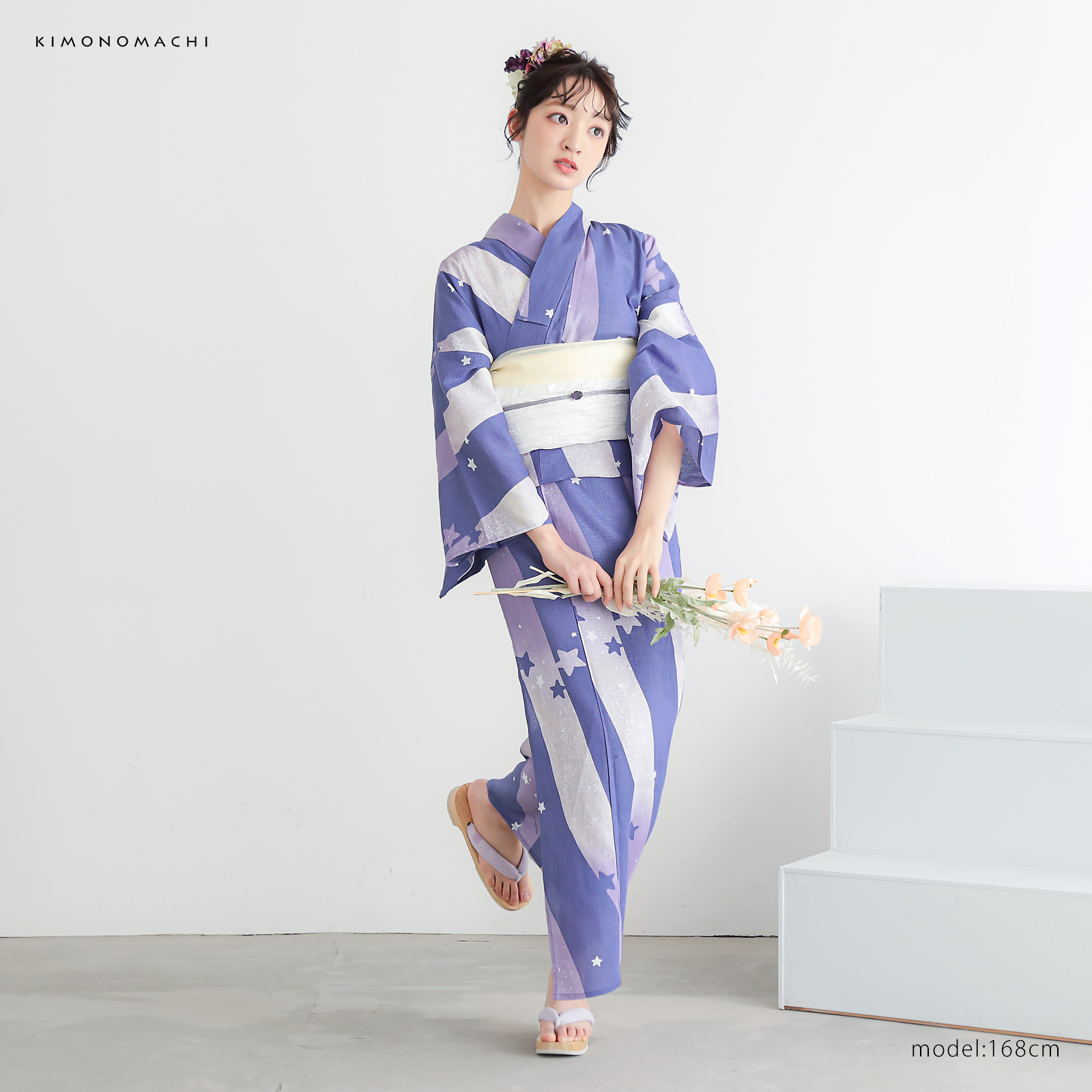 綿レディース浴衣：08天の川　ラベンダーミスト