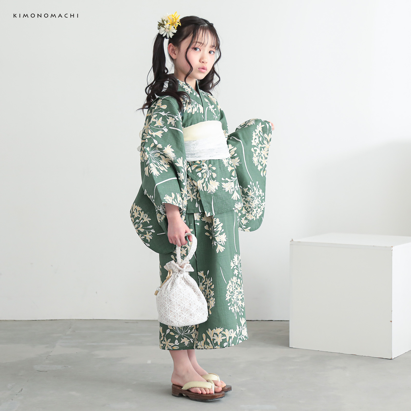 綿女の子2way：06アガパンサス　アンティークグリーン