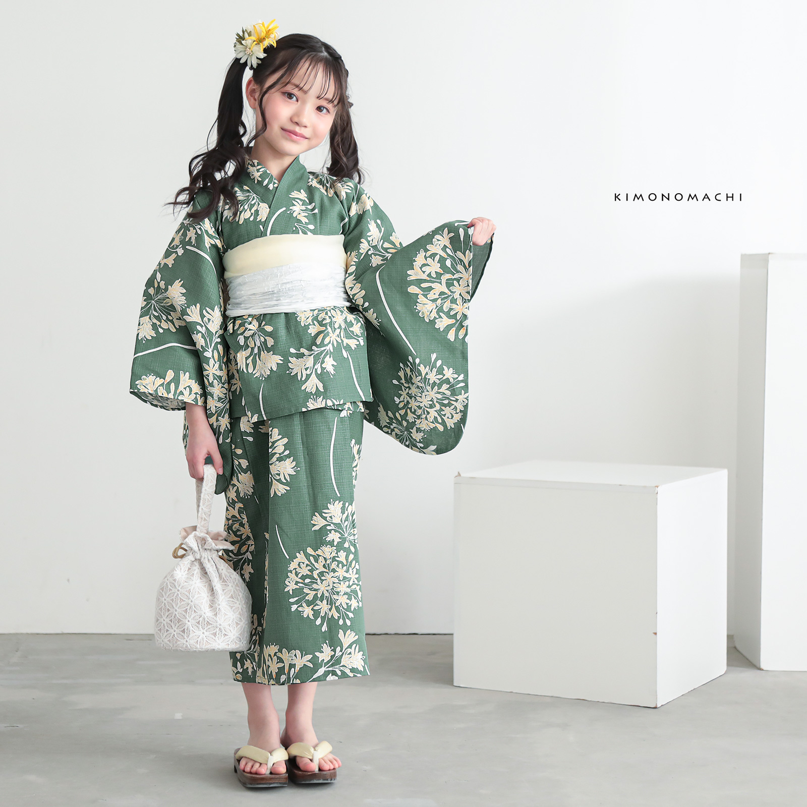 綿女の子2way：06アガパンサス　アンティークグリーン