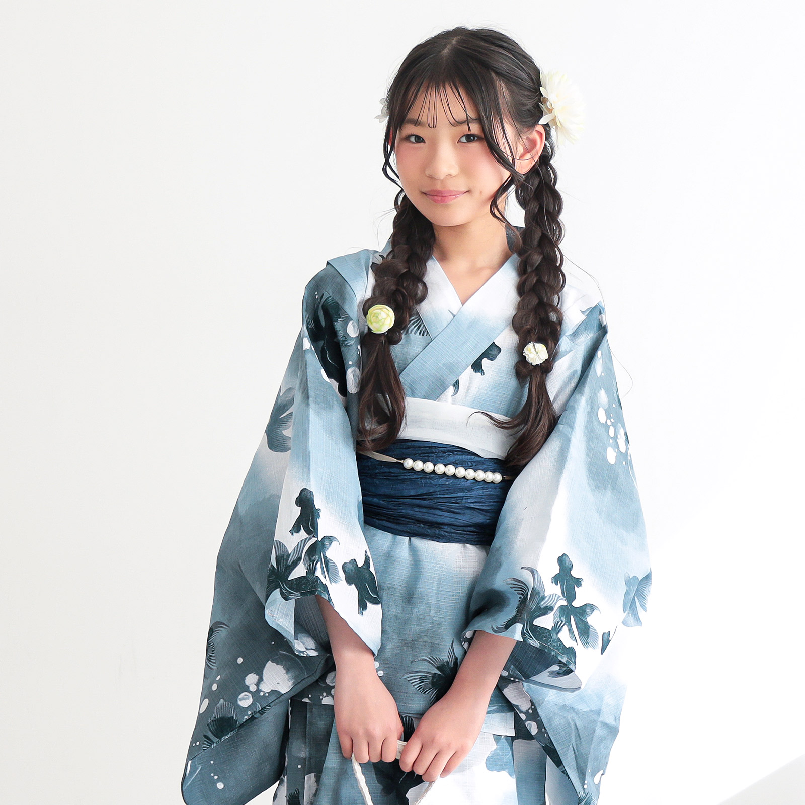 綿女の子2way：07ゆらぎ金魚　ブルーグレー