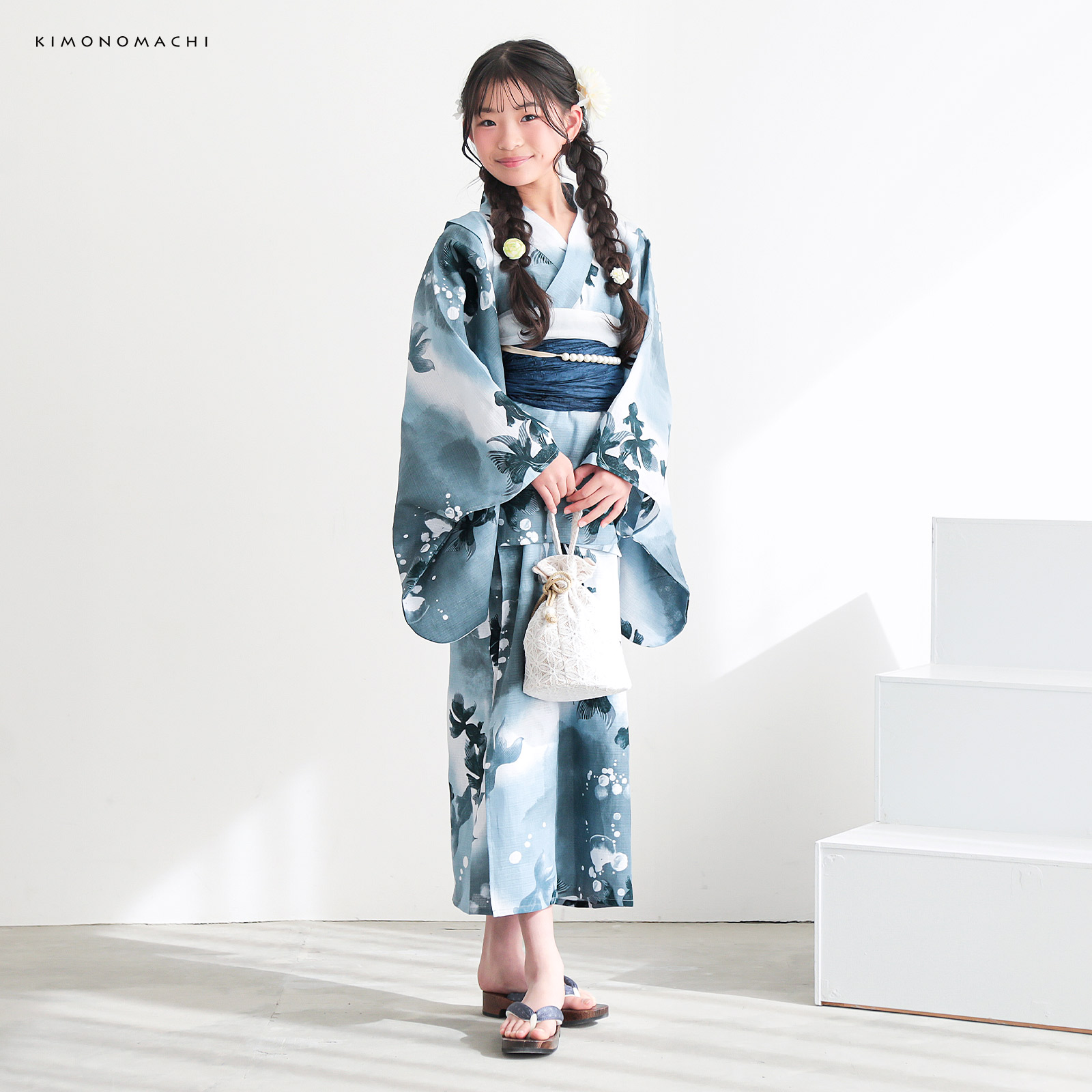 綿女の子2way：07ゆらぎ金魚　ブルーグレー