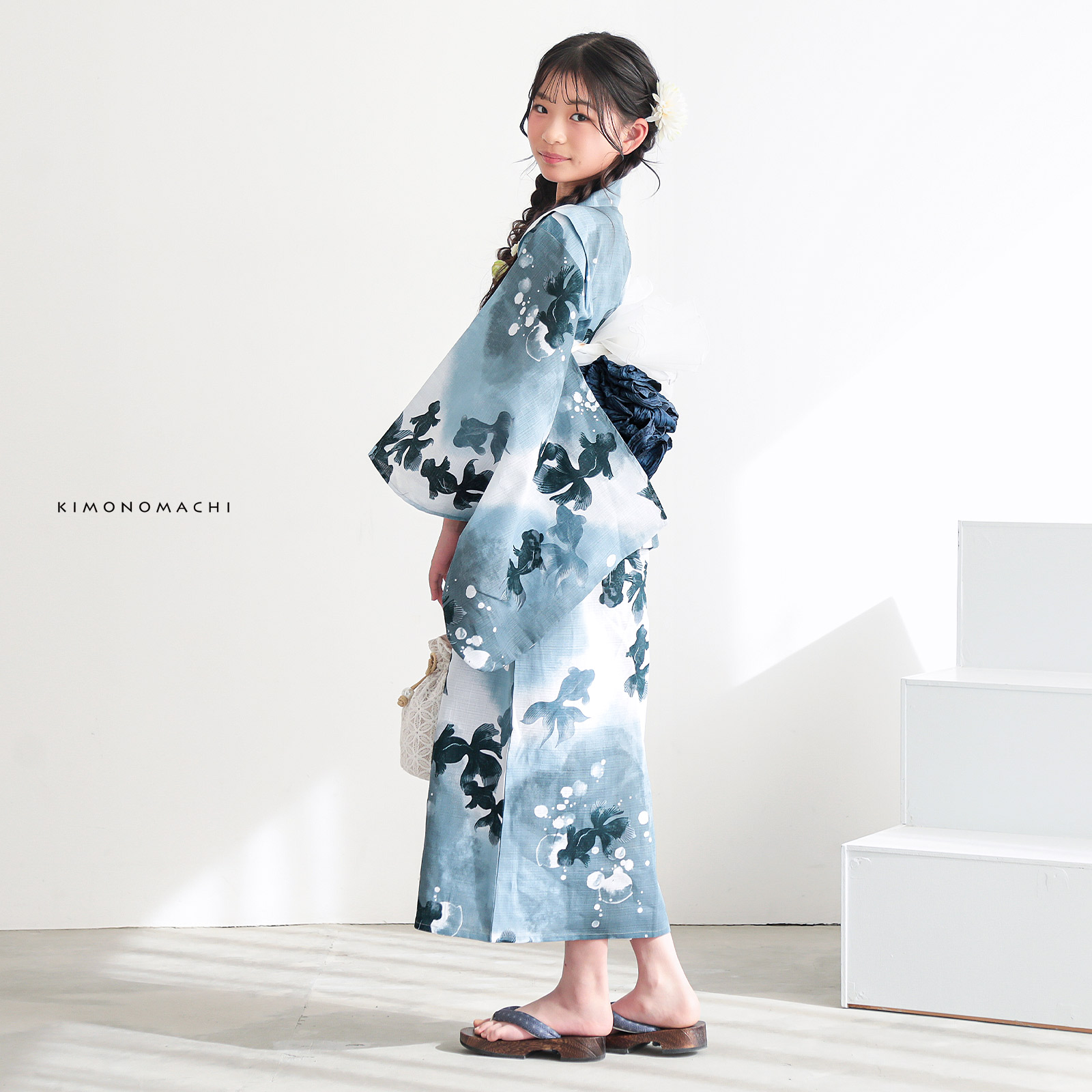 綿女の子2way：07ゆらぎ金魚　ブルーグレー