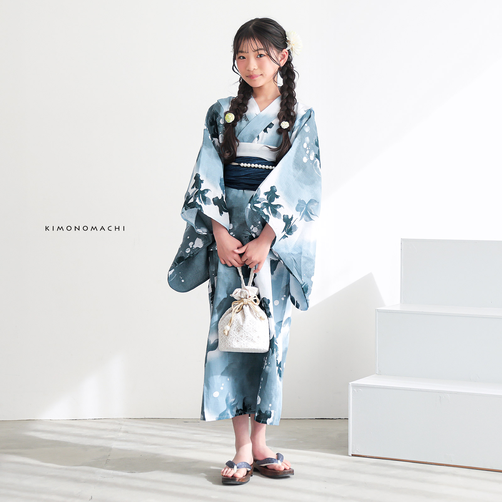 綿女の子2way：07ゆらぎ金魚　ブルーグレー