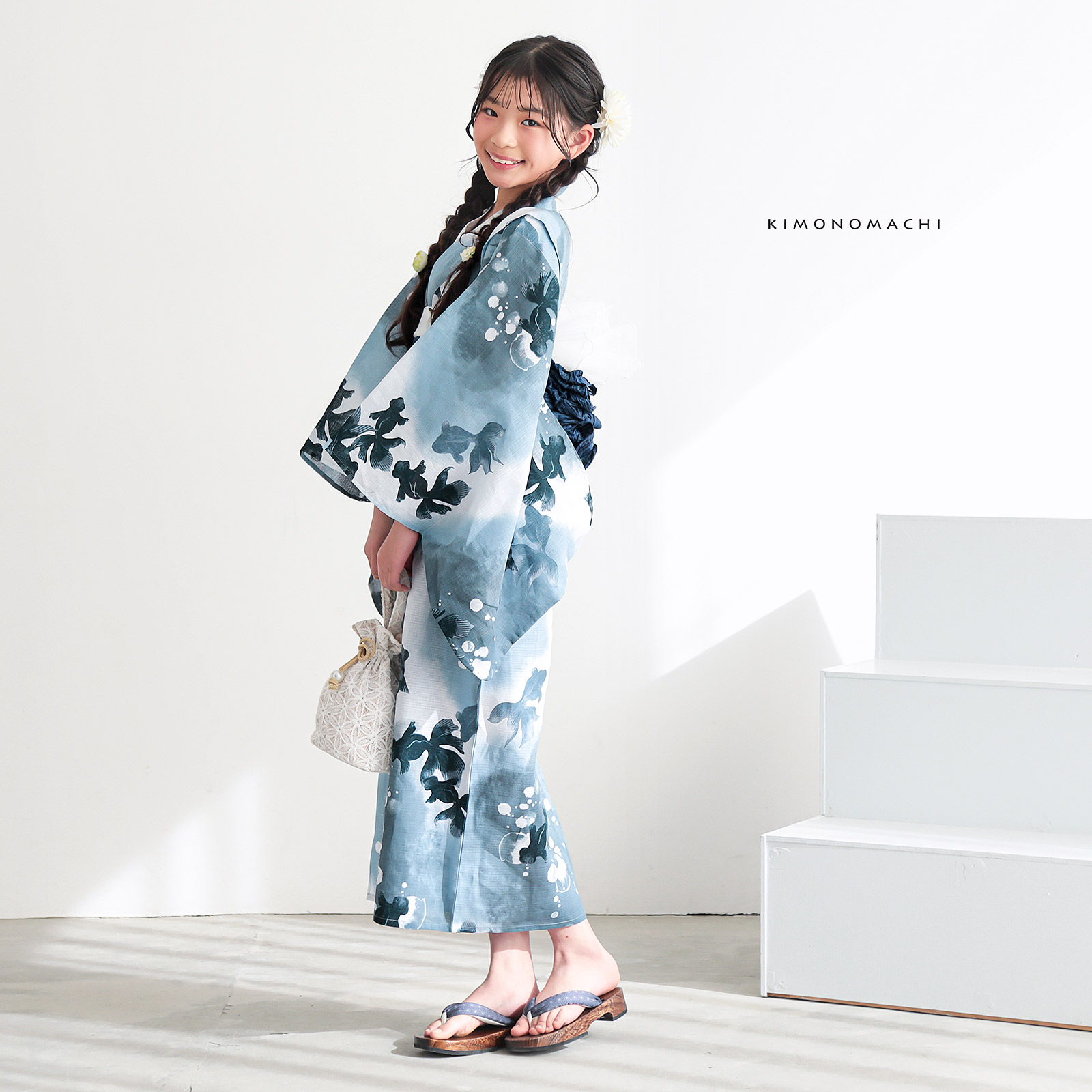 綿女の子2way：07ゆらぎ金魚　ブルーグレー