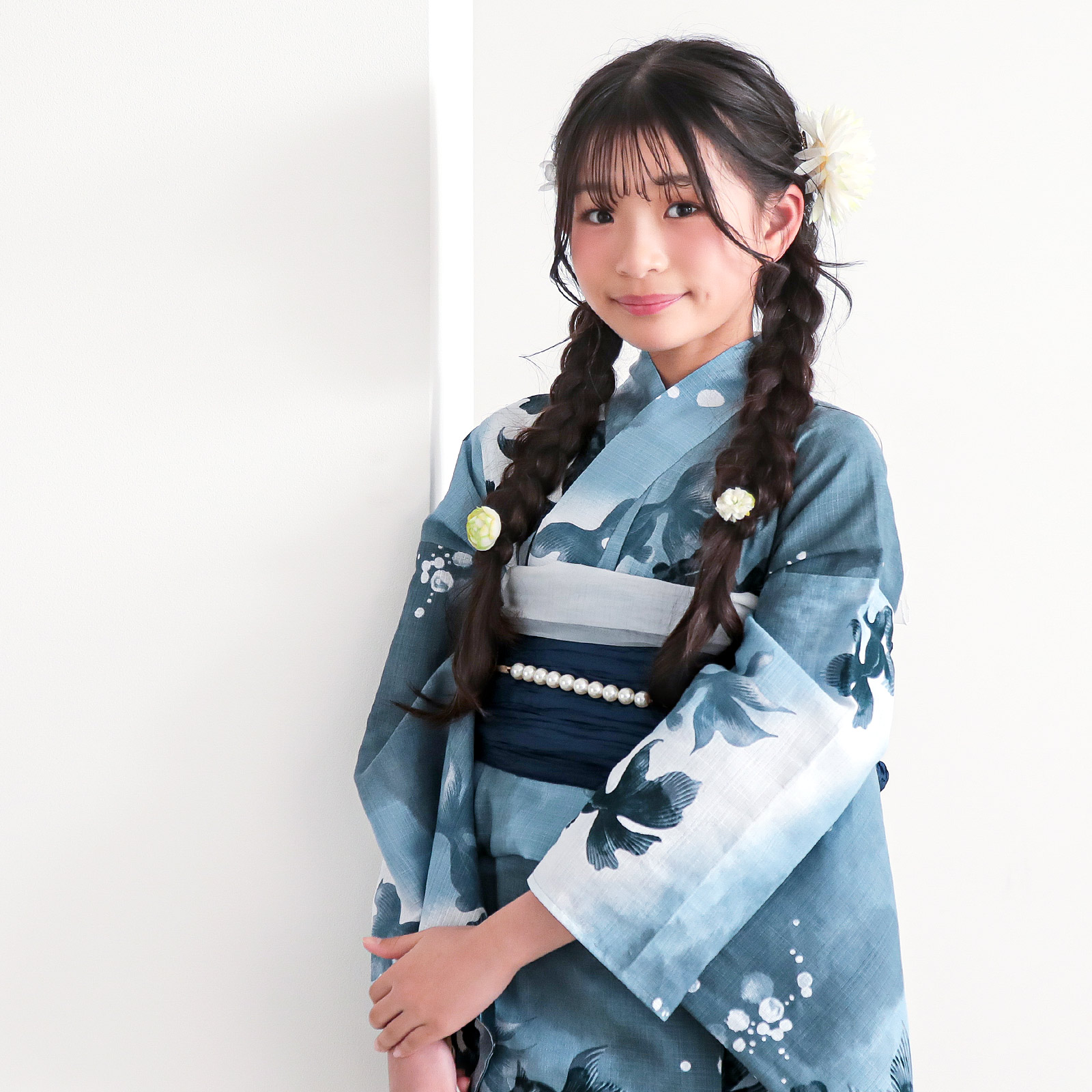 綿女の子：07ゆらぎ金魚　ブルーグレー