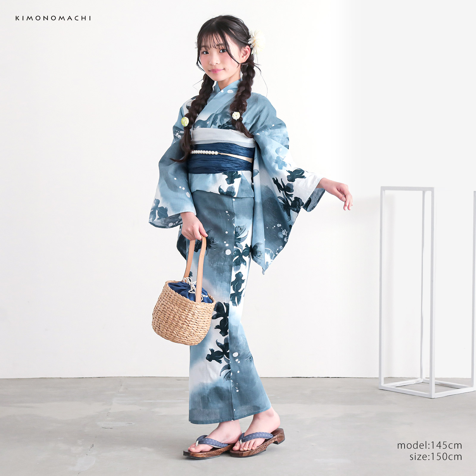 綿女の子：07ゆらぎ金魚　ブルーグレー